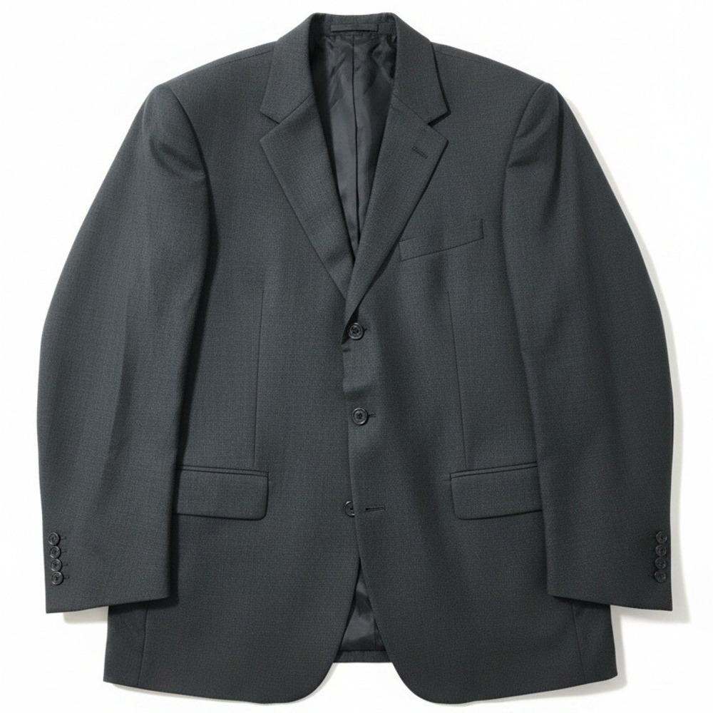 Andrew Fezza Fusion Charcoal Grey 100% Silk 3-Button Blazer, Mens 44L Sport Coat
